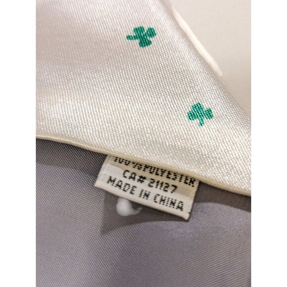 Happy Leprechaun Mens Necktie St Patricks Day Irish Shamrock White Green Tie - Picture 4 of 4